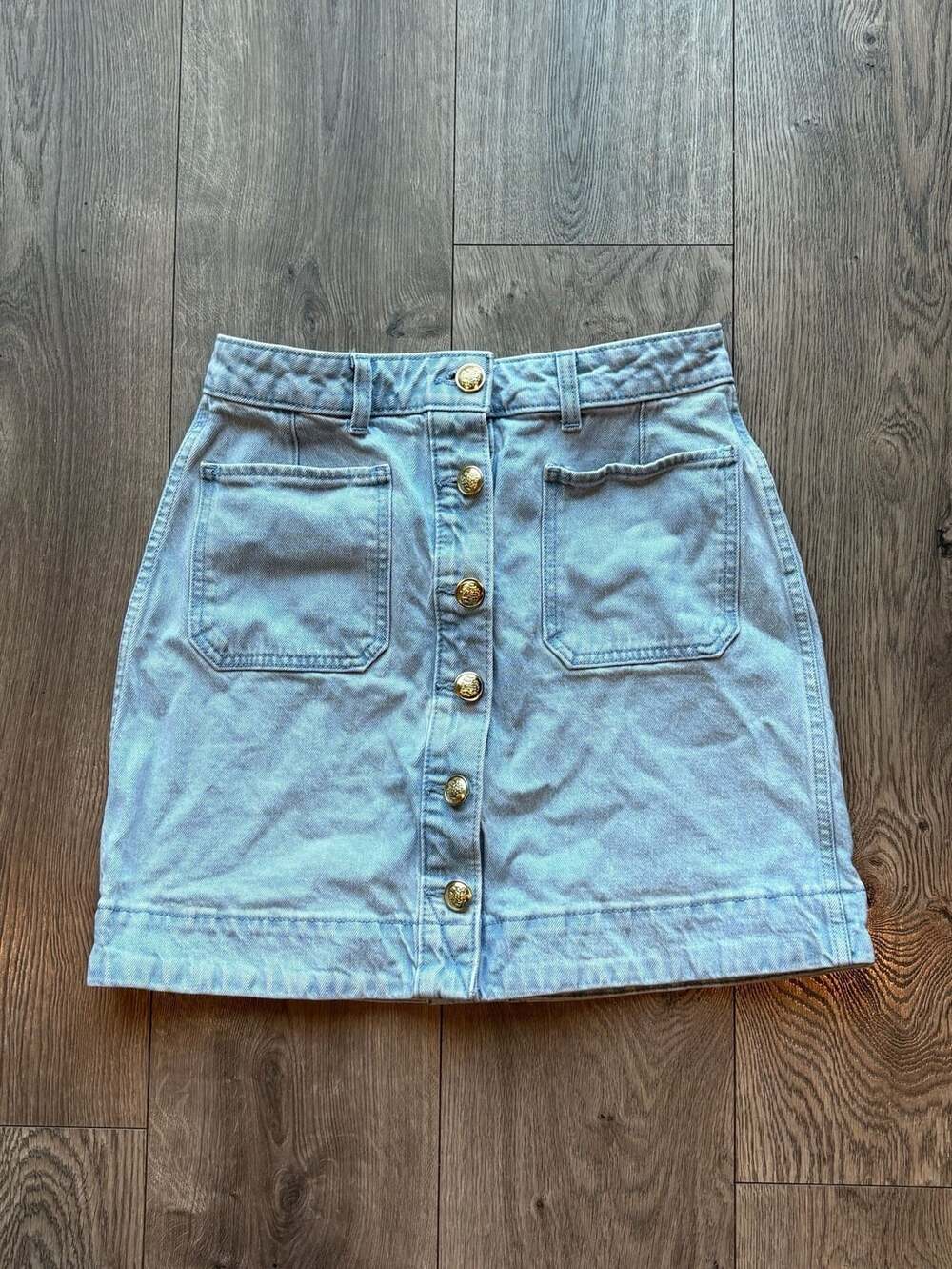 Free Assembly Women's Button Front Denim Mini Skirt, Sizes 0
